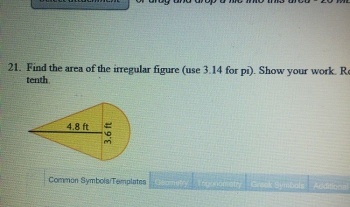 Find the area of the figure. use 3.14 for π