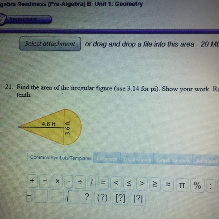 Find the area of the figure. use 3.14 for π